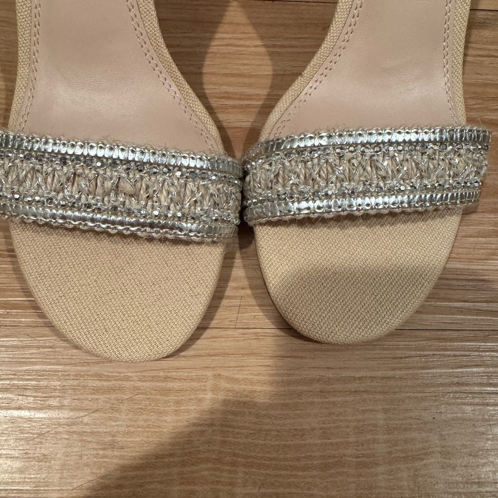 Kelly & Katie “Hailee” Natural and Silver Block Heels - Picture 5 of 6